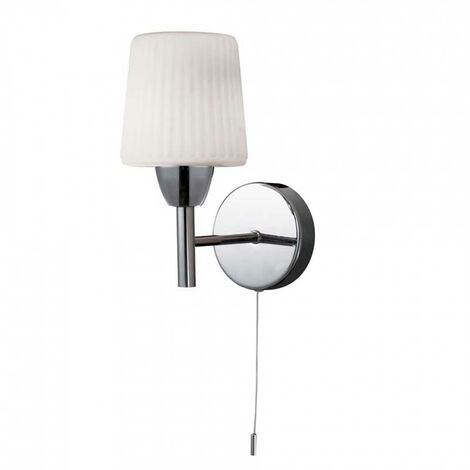 Litecraft Molice Wall Light Bathroom IP44 1 Arm With Ribbed Glass Shade - Chrome