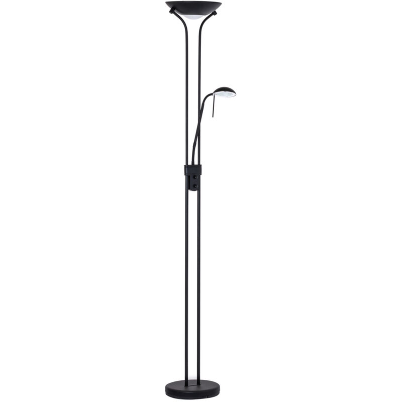 Mother & Child Floor Lamp 2 Arm With Bulbs - Satin Black - Litecraft