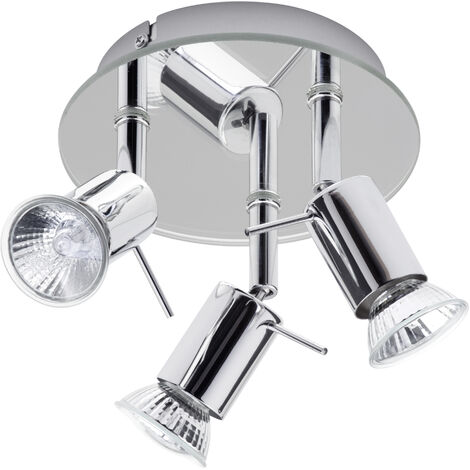 Litecraft Myra Spotlight Plate Round Mirror Adjustable 3 Light - Polished Chrome