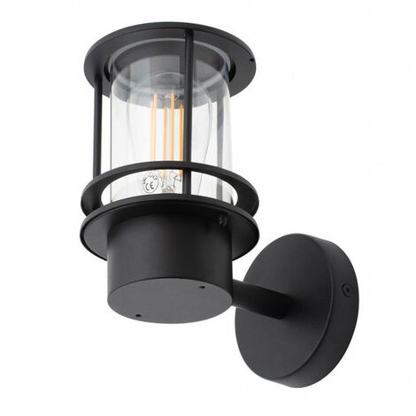 Litecraft Narvas Wall Light Outdoor Miners Style IP44 Garden Lantern - Black