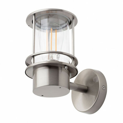 Litecraft Narvas Wall Light Outdoor Miners Style IP44 Lantern - Stainless Steel