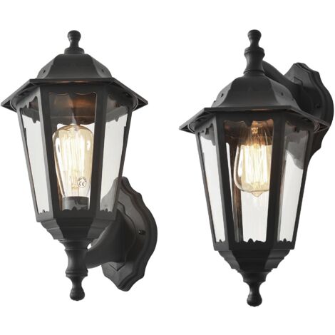 Litecraft Neri Wall Light Outdoor Traditional Style Lantern IP44 Fitting - Black