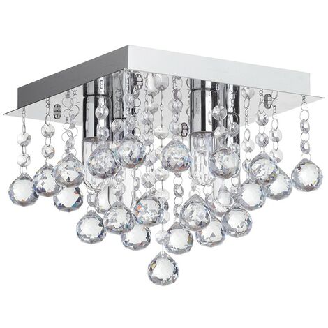 Litecraft Orlando Ceiling Light Bathroom IP44 Rated Flush Mount - Polished Chrome