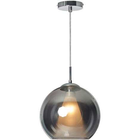 Litecraft Otis Ceiling Pendant Smoke Glass Tinted E27 1 Light - Polished Chrome