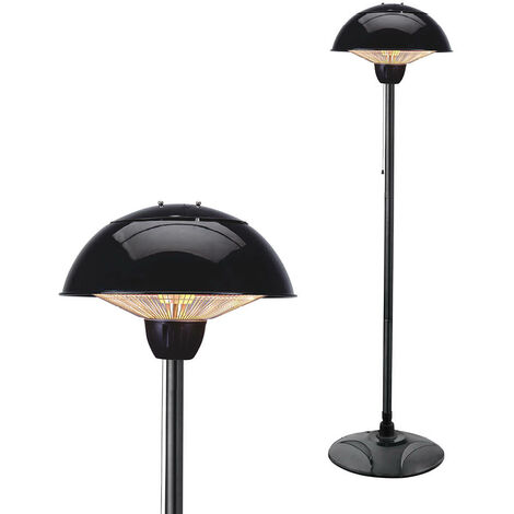 Litecraft Patio Heater 1500 Watt Outdoor Floor Standing Garden Fitting - Black
