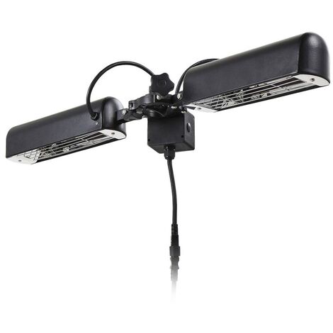 Litecraft Patio Heater 1600W Parasol 2 Lamp Outdoor Fitting - Black