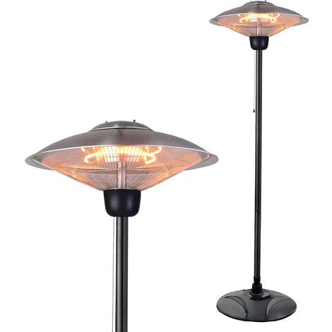Litecraft Patio Heater 2000 Watt Outdoor Floor Standing Garden Fitting - Silver