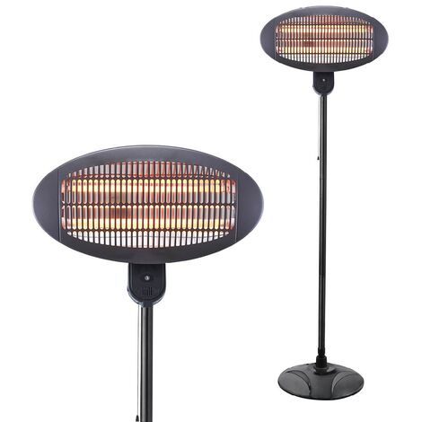 Litecraft Patio Heater 2000W Outdoor Standing or Wall Mount Fitting - Black