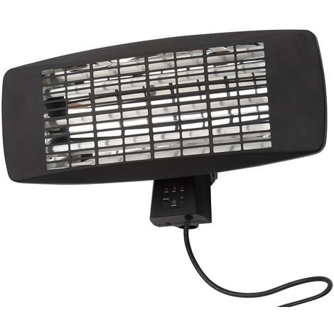 Litecraft Patio Heater Wall Mount Outdoor Fitting With 3 Power Settings - Black