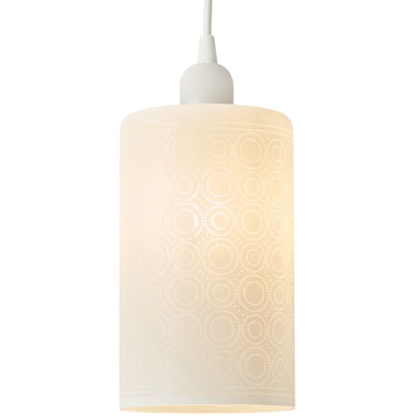 Litecraft Patty Light Shade Circle Patterned Easy Fit Glass Lampshade - White