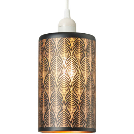 Litecraft Patty Light Shade Floral Patterned Easy Fit Glass Lampshade - Black
