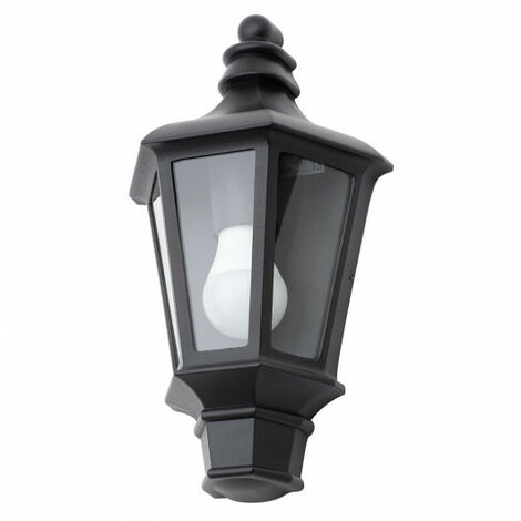 Litecraft Perry Wall Light Outdoor Half Lantern Traditional IP44 Fitting - Black
