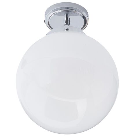 Litecraft Preston Ceiling Light Semi Flush With White Shade - Polished Chrome