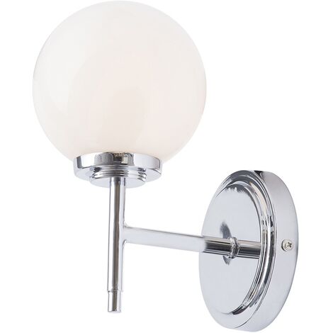 Litecraft Preston Wall Light Bathroom 1 Arm With White Shade - Polished Chrome