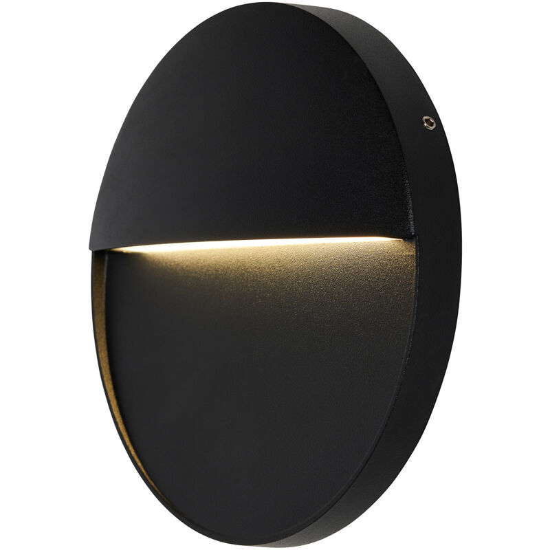 Litecraft Rafi Wall Light Outdoor Round 16cm 3W Integrated LED Fitting - Black