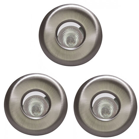 Litecraft Recessed Downlight Bathroom Fixed Spotlight in Satin Chrome - 3 Pack