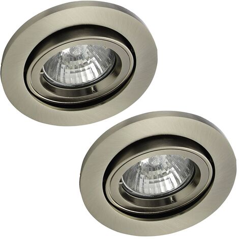 Litecraft Recessed Downlight Fire Rated Tiltable Spotlight Satin Chrome - 2 Pack