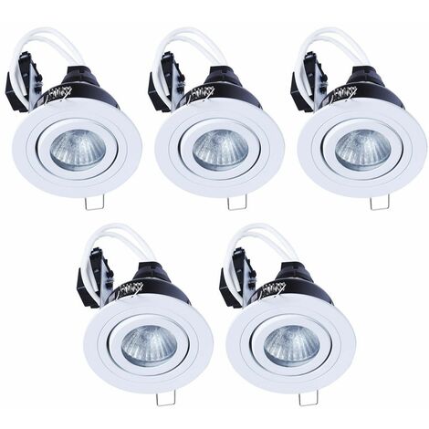Litecraft Recessed Downlights Tiltable Bathroom IP65 Spotlights In White - 5 Pack