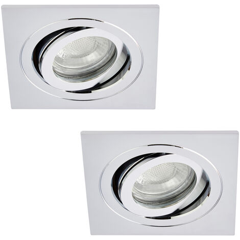 Litecraft Recessed Downlights Tiltable Circular Spotlights in Chrome - 2 Pack
