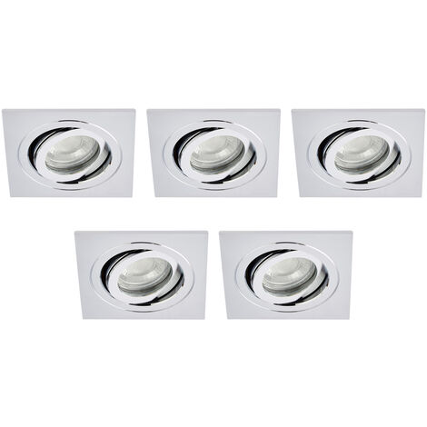 Litecraft Recessed Downlights Tiltable Circular Spotlights in Chrome - 5 Pack