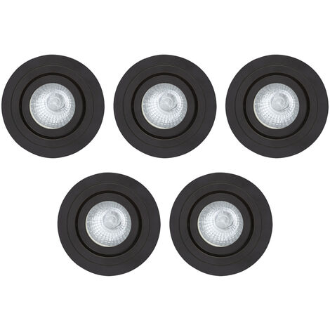 Litecraft Recessed Downlights Tiltable Circular Spotlights in Matte Black - 5 Pack