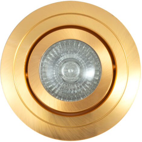 Litecraft Recessed Downlights Tiltable Circular Spotlights in Satin Brass - 2 Pack
