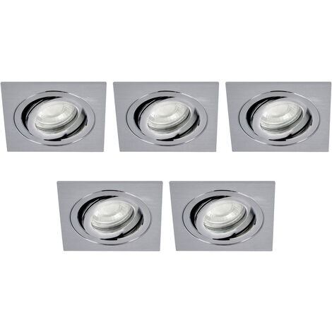 Litecraft Recessed Downlights Tiltable Circular Spotlights in Satin Nickel - 5 Pack