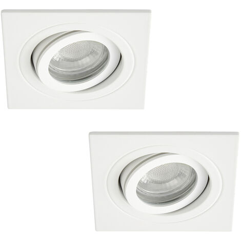 Litecraft Recessed Downlights Tiltable Square IP65 Spotlights in White - 2 Pack