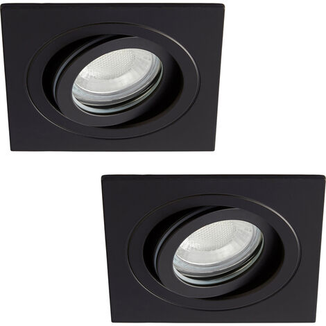 Litecraft Recessed Downlights Tiltable Square Spotlights in Matte Black - 2 Pack