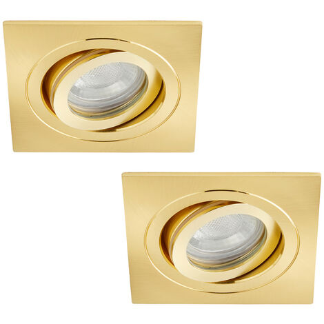 Litecraft Recessed DownlightsTiltable Square Spotlights in Satin Brass - 2 Pack