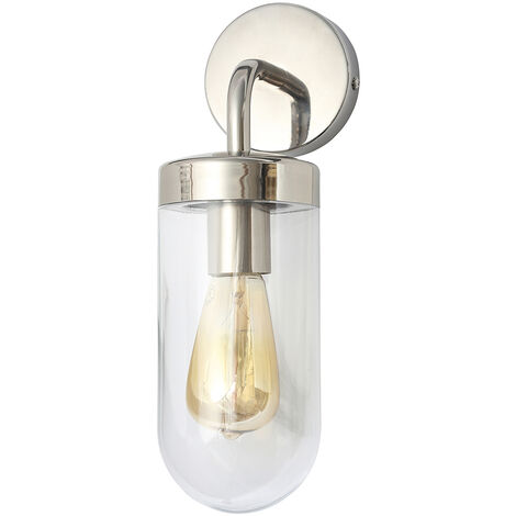 Litecraft Reeth Wall Light Outdoor Industrial IP44 Fitting - Polished Steel