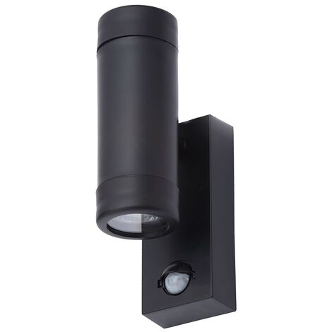 Litecraft Rhyl Wall Light Outdoor Up Down Fitting With PIR Motion Sensor - Black