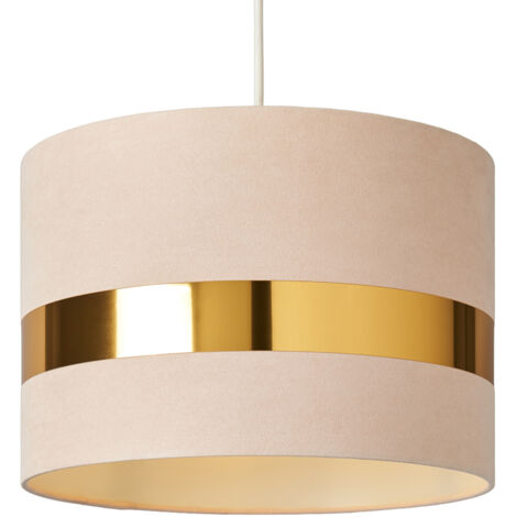 Litecraft Siobhan Light Shade Metallic Band Drum EasyFit Lampshade - Pink, Brass