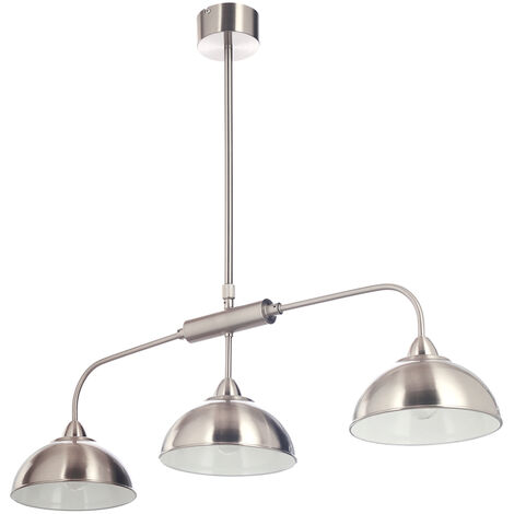 Litecraft Storr Ceiling Pendant Bar Industrial Style Diner 3 Arm - Satin Chrome