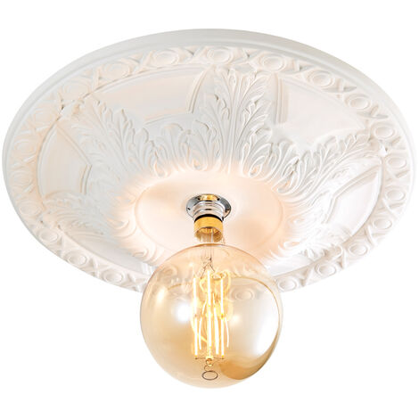Litecraft Suilven Flush Mount Traditional Large Plaster Ceiling Rose - White