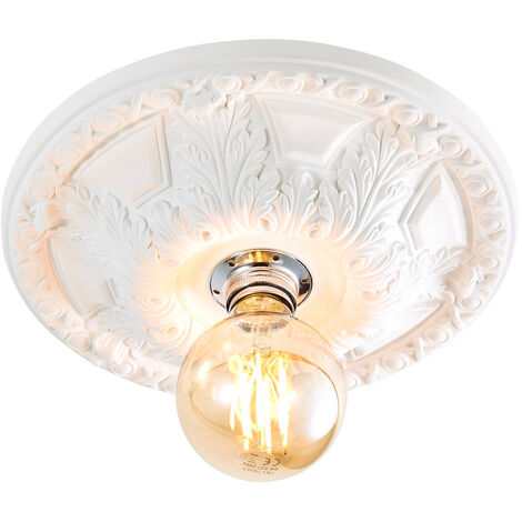 Litecraft Suilven Flush Mount Traditional Medium Plaster Ceiling Rose - White