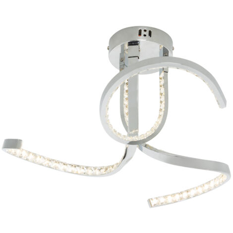 Litecraft Swirl Ceiling Light Flush Integrated LED 15W 3 Arm - Polished Chrome