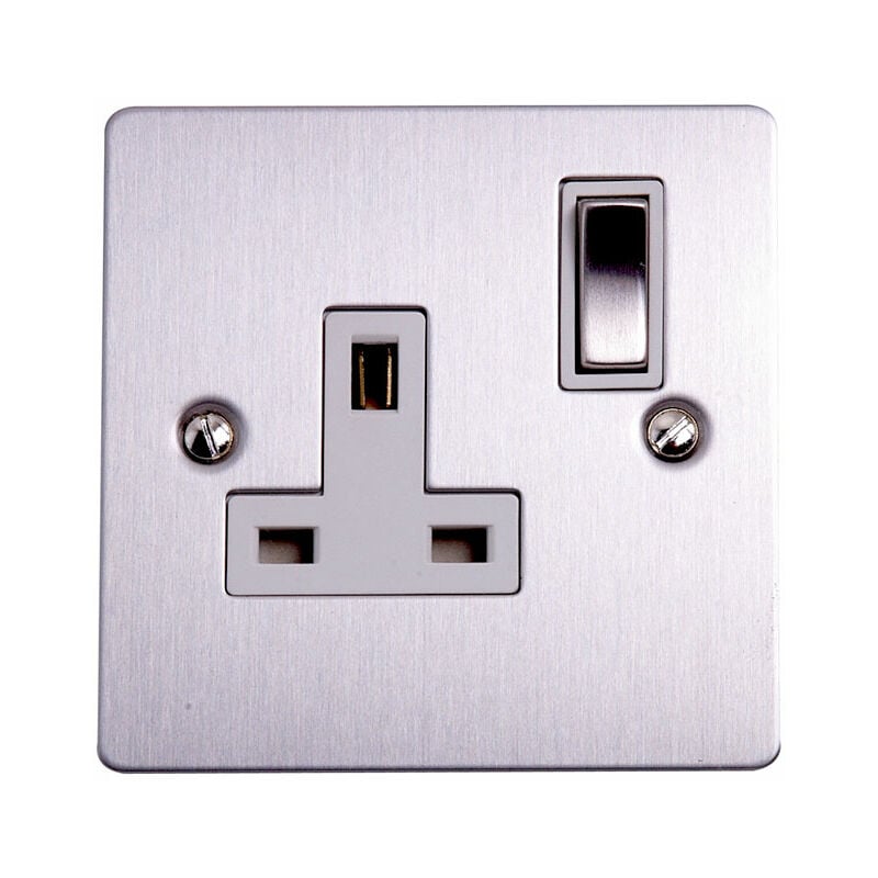 Litecraft Switched Plug Socket 1 Gang 13A Electrical Fitting - Nickel
