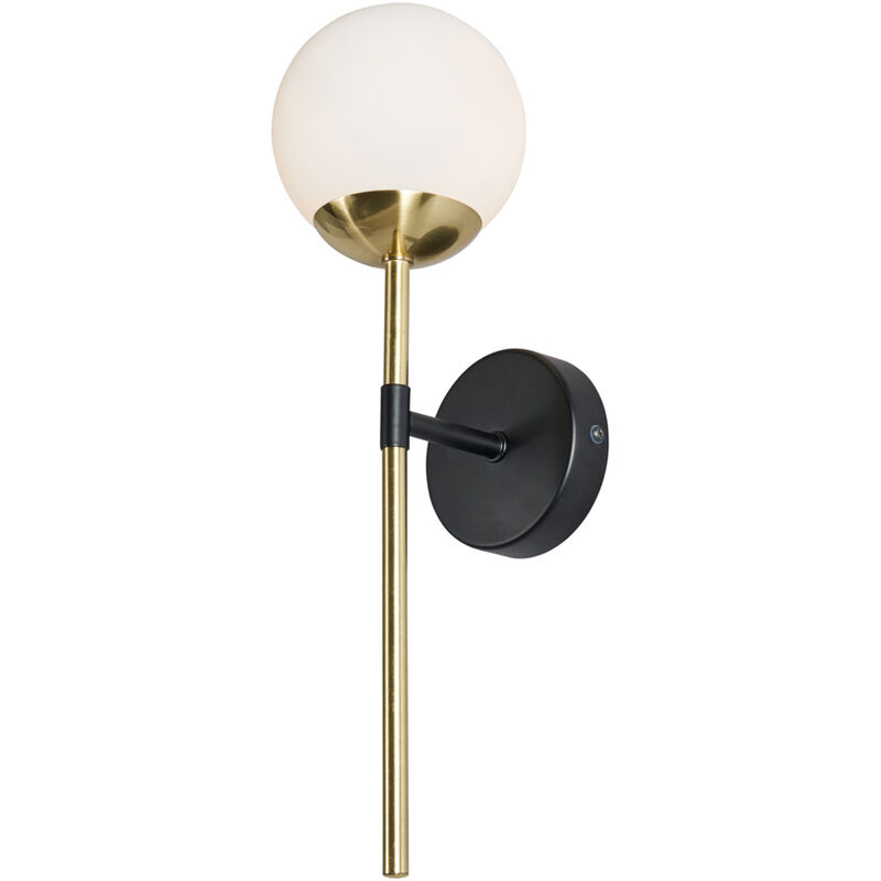 Sydney Wall Light Bathroom 1 Arm With Ball Shades - Matte Black, Brass - Litecraft