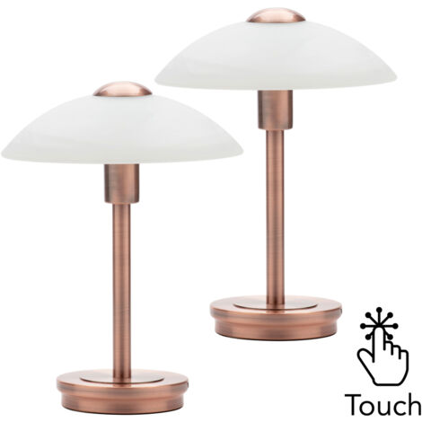Litecraft Table Lamp Touch Base With Alabaster Shade in Antique Copper - 2 Pack