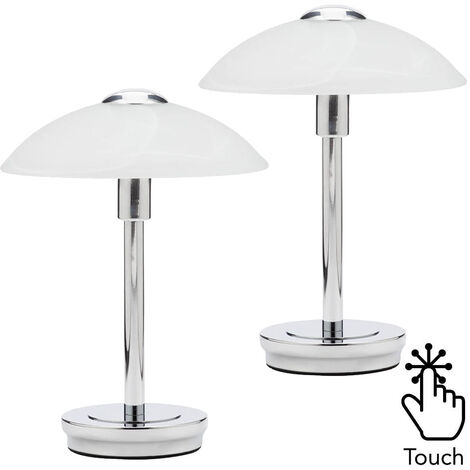 Litecraft Table Lamp Touch Base With Alabaster Shade in Polished Chrome - 2 Pack