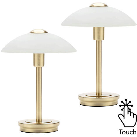 Litecraft Table Lamp Touch Base With Alabaster Shade In Satin Brass - 2 Pack