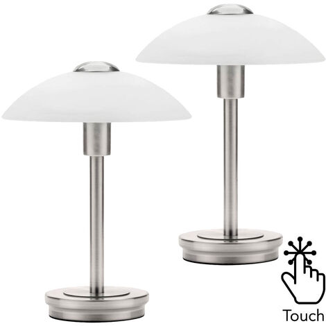 Litecraft Table Lamp Touch Base With Alabaster Shade In Satin Nickel - 2 Pack