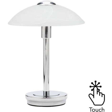 Litecraft Table Lamp Touch Sensitive Base With Alabaster Shade - Polished Chrome