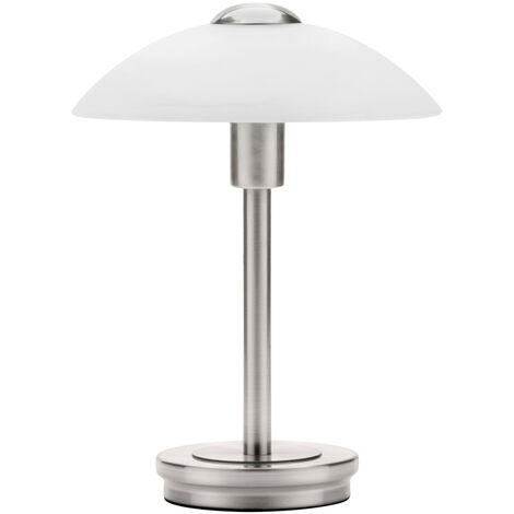 Litecraft Table Lamp Touch Sensitive Base With Alabaster Shade - Satin Nickel