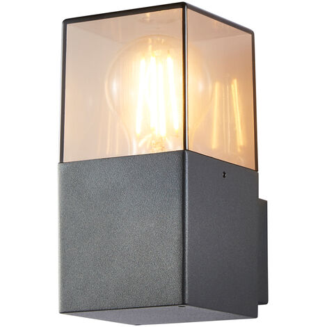 Litecraft Tegan Up or Down Wall Light Outdoor Square E27 LED Fitting- Anthracite