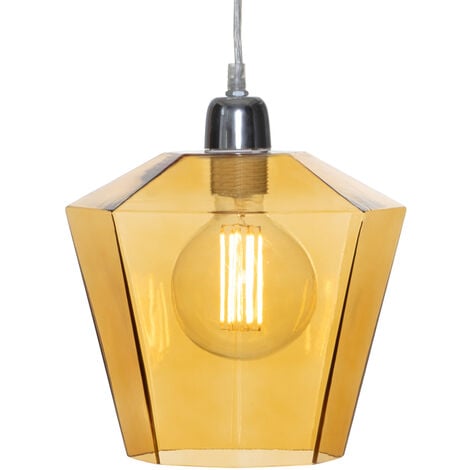 Litecraft Tethys Glass Easy to Fit Lamp Shade Pendant Shade Light Shade- Amber