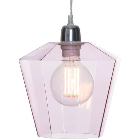 Litecraft Tethys Glass Easy to Fit Lamp Shade Pendant Shade Light Shade- Pink