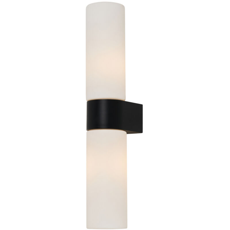 Tierra Bathroom Wall Light IP44 Fitting With Opal Glass Shades - Black - Litecraft