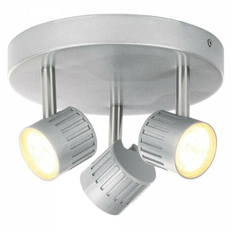 Litecraft Travis Spotlight Plate Die Cast Ribbed 4 Watt LED 3 Light - Silver